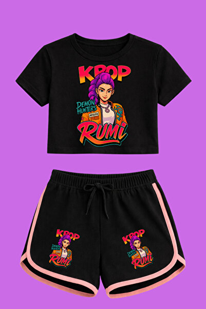 MECH BUTİK Set de pantaloni scurți K-Pop Demon Hunters Huntirx cu imprimeu