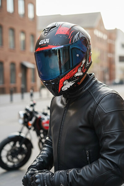 Givi 50.X WILD MAT KIRMIZI / 1 Renkli 1 Şeffaf Vizörlü Motosiklet Kask