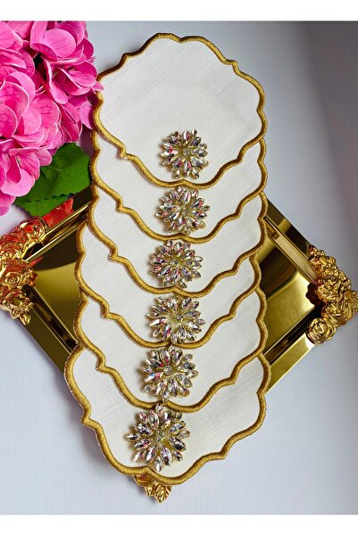 ELÇİÇEK HOME Presentation Napkin, Cocktail Napkin, Coffee Side Presentation Napkin 6 Pieces