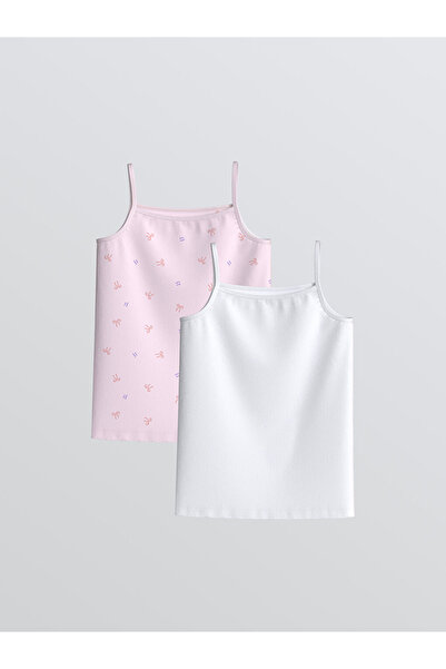 LC Waikiki Set de 2 maiouri pentru fete cu model de inimă ecru