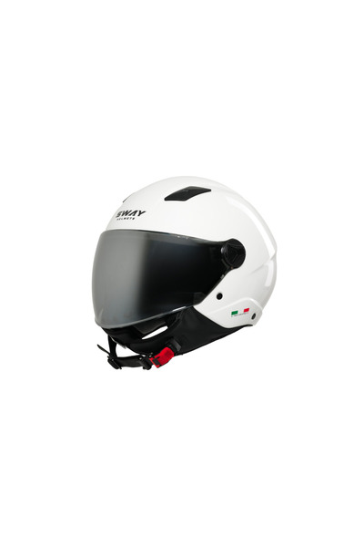 Sway SW 765 Gloss White Yarım Kask (Gümüş Vizör)
