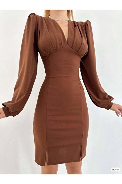 Modafeminen Μίνι φόρεμα με μανίκια μπαλόνι και λαιμόκοψη V 582547 ΚΑΦΕ