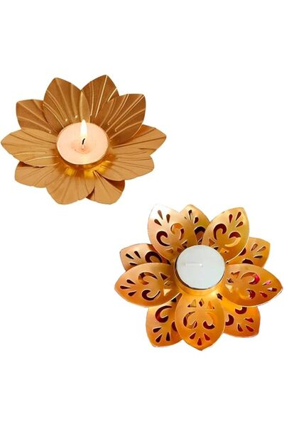 The Bros حامل شموع مزخرف على شكل زهرة اللوتس، مصنوع يدويًا