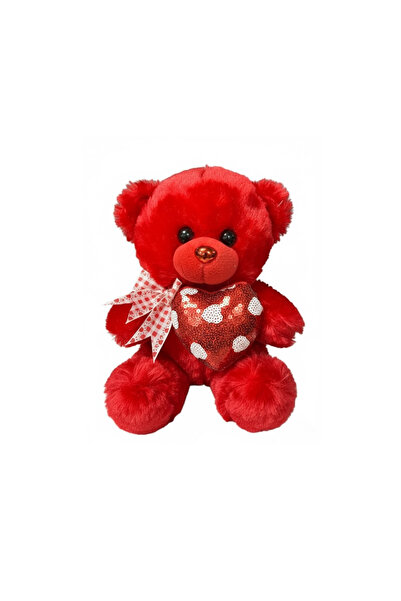 VELMORE دب أحمر ناعم بطول 20 سم مزين بقلب - هدية مثالية لعيد الحب، وأعياد الم...