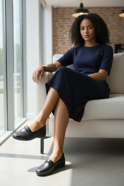 GokceKundura06 Women's 4 Point Orthopedic Soft Line Patterned Ballerinas