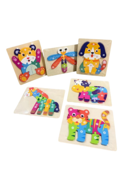 Moment of toys مجموعة من 5 ألغاز خشبية للأطفال