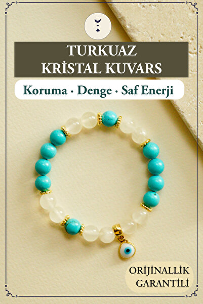Orenda Design Turquoise, Crystal Quartz, Evil Eye Bead Natural Stone Bracelet...