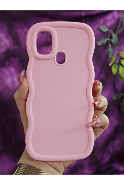 Magic Ring Samsung Galaxy A21S Compatible Soft Textured Wave Edge Powder Pink Case
