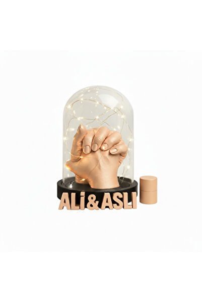 Handartmill İsimli LED Fanuslu El Heykeli Yapım Seti – Ten Rengi | Kişiye Öze...