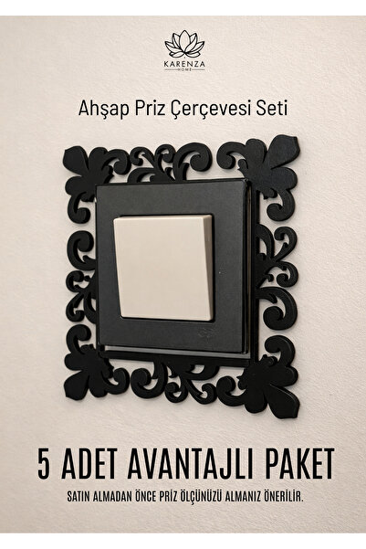 Karenza Home Dekoratif Desenli Priz Çerçevesi – Ahşap Duvar ve Priz Süsü Seti...