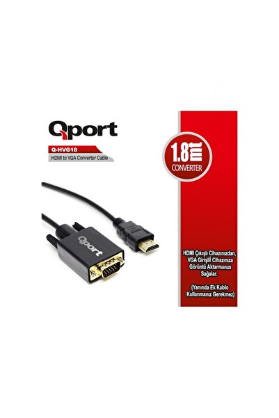 Universal كابل QPORT Q-HVG18 1.8 MT HDMI إلى VGA