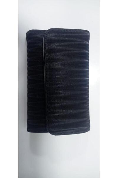 ZY BUTİK محفظة جلد صناعي منقوشة باللون الأسود مقاس 14×10 سم