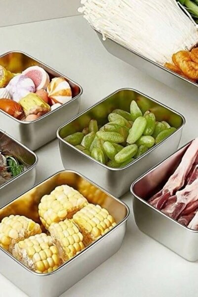 sıradışıhediyem 5Pcs Stainless Steel Bowl Steel Camping Dinner Plate