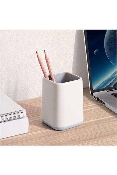 Limmy Colorful Plastic Desktop Pen Holder Kawaii Single-Eyed Stylish Pen Holder - White