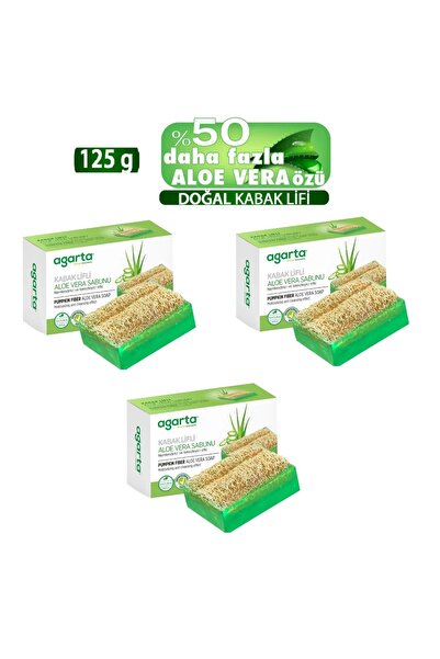 Agarta Doğal Kabak Lifli El Yapımı Aloe Vera Sabunu 125g * 3 Ad