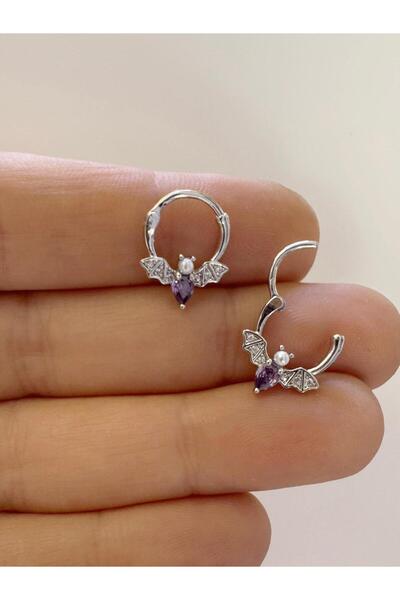 Arescollection 1 adet çelik zirkon taşlı YARASA septum daith helix lobe uyuml...