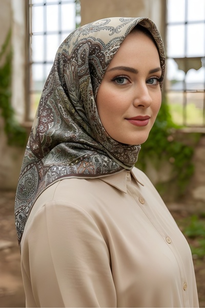 İmajButik وشاح قطني رقمي ناعم من أشيل هايكيه إيشان