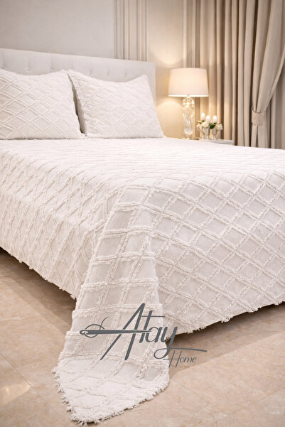 Atay Home Vera Çift Kişilik Yatak Örtüsü 240x260 | Ekru Şönil Kumaş, Baklava ...