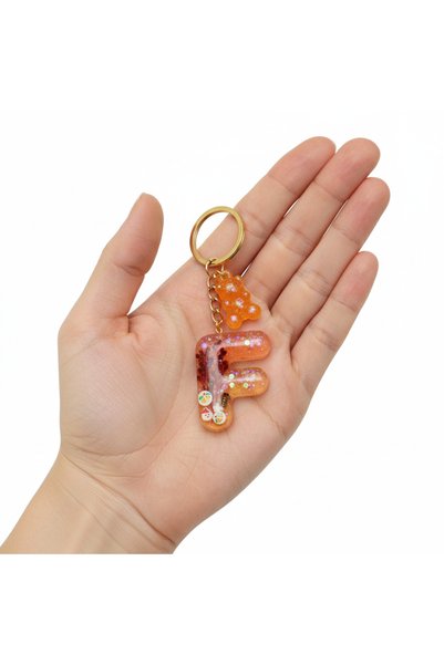 Crystal Coza Handmade Epoxy Keychains with Letter F- 6 Color Options-Custom Made