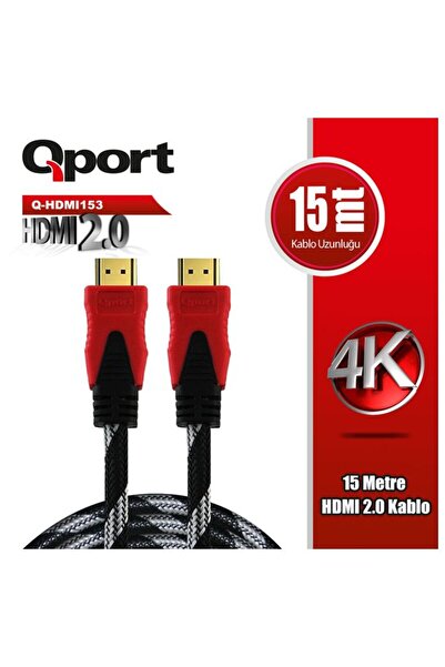 Universal كابل QPORT Q-HDMI153 HDMI بطول 15 متر الإصدار 2.0 مع طرف ذهبي 3D 4K