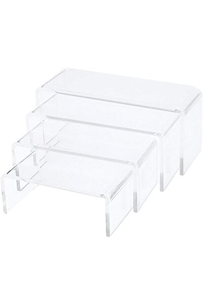 The Bros 4Pcs Acrylic Risers Display Clear Showcase Shelf