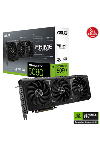 ASUS بطاقة رسومات PRIME-RTX5080-O16G RTX5080 بذاكرة 16 جيجابايت GDDR7 وناقل ب...