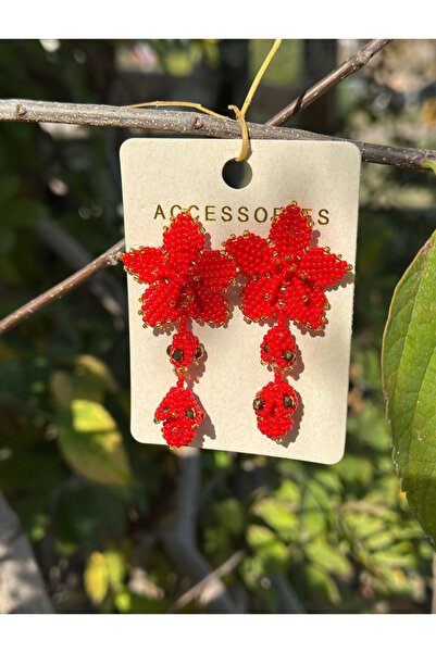 Astrea Butik Handmade Red Sand Bead Earrings