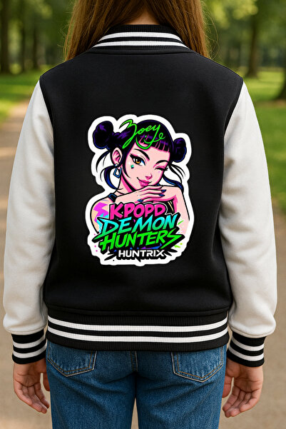 MECH BUTİK K-Pop Demon Hunters Huntrix Printed Black College Jacket