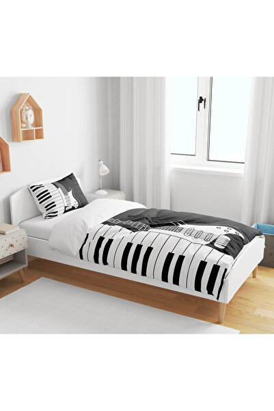 Home Piyano Nota Karışık Desen BASKILI 3D TEK KİŞİLİK NEVRESİM