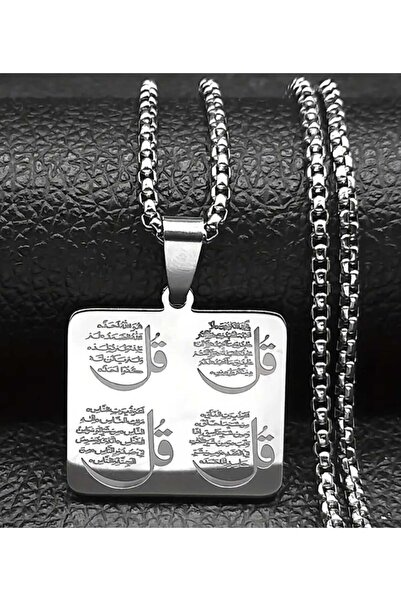 sarıyer silver Four Great Names Sure Written Protection from Evil Nas Sure Written Protective Prayer Islamic Religion Steel Necklace