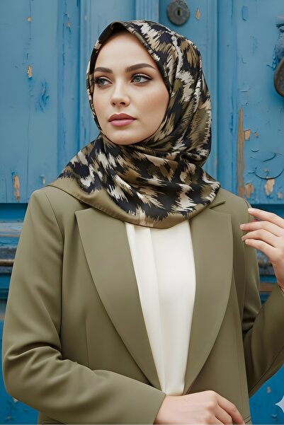 İmajButik Khaki/Mink İpekhan Soft Digital Cotton Scarf