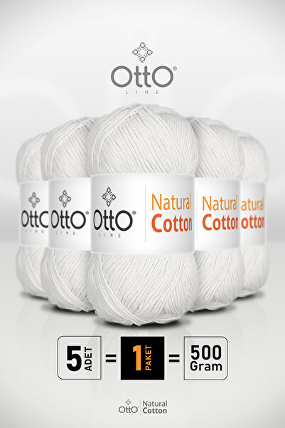 Otto خيط قطني طبيعي - أبيض - عبوة من 5 قطع - 2 مم/100 جرام/200 متر - خيط قطني...