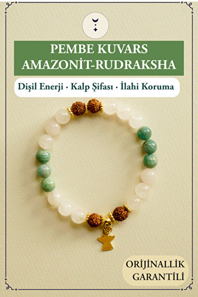 Orenda Design Pink Quartz, Amazonite, Rudraksha Natural Stone Bracelet – Femi...