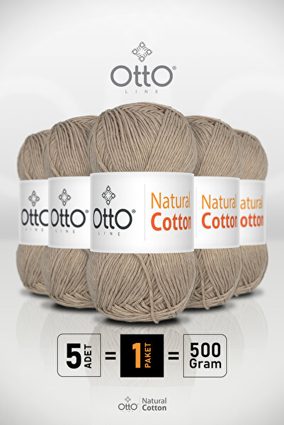 Otto خيط قطني طبيعي - حجر - عبوة من 5 - 2 مم/100 جرام/200 متر - خيط قطني للحي...