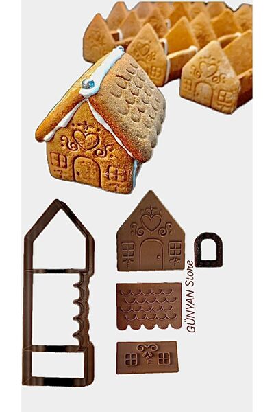 Günyan Store Gingerbread House Yeni Yıl Noel Zencefilli Kurabiye Evi Kolay Yapım Kurabiye Kalıbı Seti
