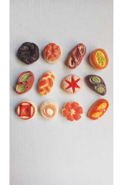 Atölye Moonlit Mini Ekmek Buzdolabı Magneti Seti Sert Reçine Dolap Süsü Mıkna...