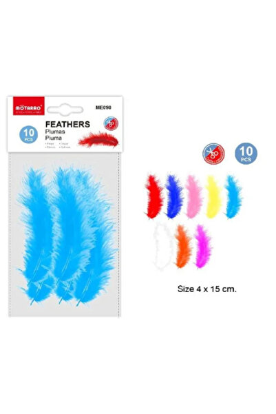 MOTARRO مجموعة ريش حرفي مكونة من 10 قطع ME090 - ريش طبيعي ومصبوغ لمشاريع فنية يدوية وحرف مدرسية