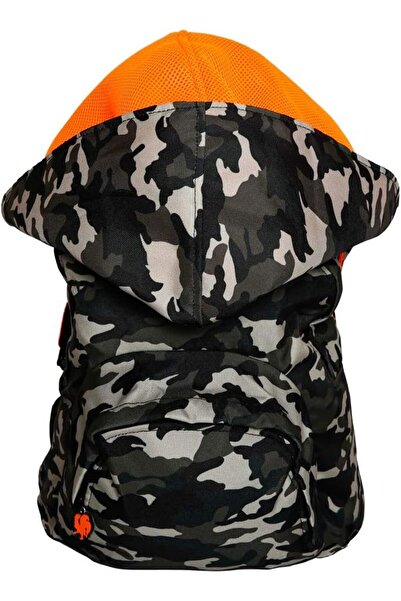 Morikukko Unisex-Adult Hooded Backpack Kool Camouflage Neon Orange