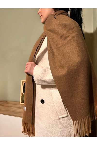 bazin Yumuşak Düz Orijinal Kaşmir Atkı- Kashmir Omuz Şalı 190x65