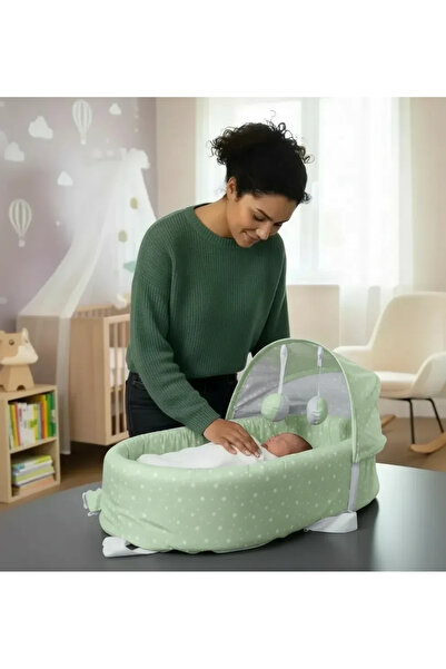 Epilons سرير أطفال متنقل وحوض لعب متعدد الاستخدامات باللون الأخضر حقيبة ظهر n...