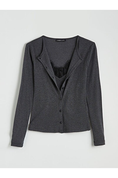 LC Waikiki UZG Store'den Stilinizi Oluşturun Antrasit Bisiklet Yaka Dantel De...