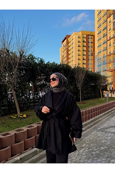 Balamony Black Fur Detailed Cashmere Coat