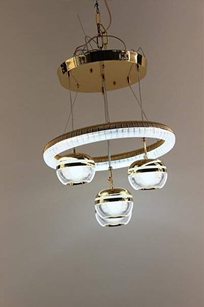 GN GEN AYDINLATMA Lüks Gold Çemberli Serisi Halkalı 4 Toplu 3 Renk Ledli Mode...