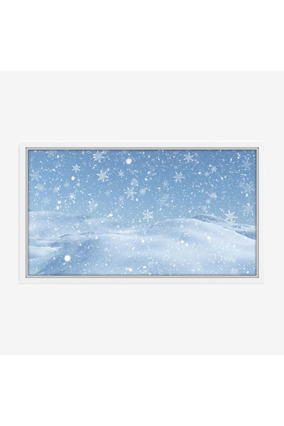 Tajridhome A serene landscape painting featuring light blue falling snow, creating a calm and enchanting atmosphere. (Nature paintings, canvas paintings)