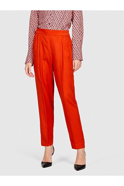 Sisley Pantaloni jogger cu curea 100% Lyocell, portocalii, pentru femei - 323...