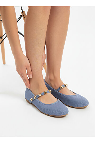 Catelyn Women's Blue Ballet Flats New Season Gold Bead Lightweight Stylish Business Office Daily Shoes