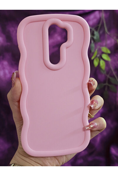 Magic Ring حافظة ريدمي نوت 8 برو المتوافقة ذات الملمس الناعم والحواف المموجة باللون الوردي البودرة