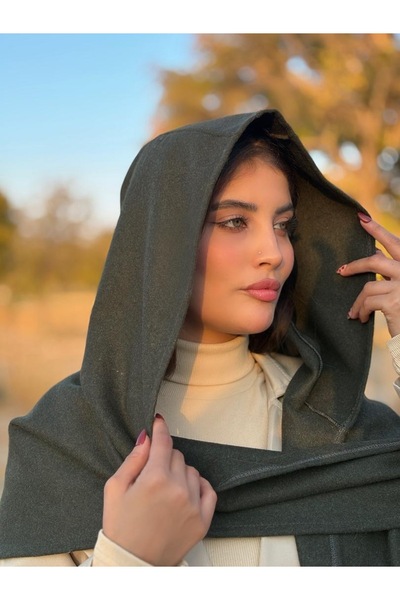 Luminos Butik Khaki Hooded triangle shawl sal1298