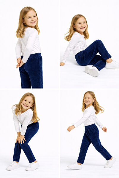 mini kanka Βελούδινο παντελόνι για κορίτσια 4-12 ετών – Ελαστική μέση, άνετο κομμένο καθημερινό παιδικό παντελόνι