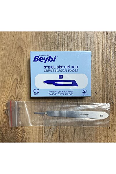 Beybi BİSTÜRİ UCU NO:15 (100 ADET)+NEŞTER SAPI NO:3(İKİLİ TAKIM)PASLANMAZ KAR...